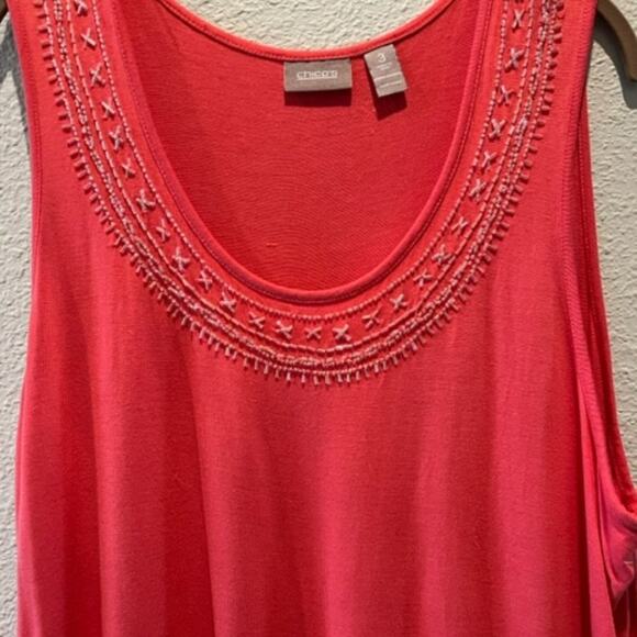 Chico’s Camisole/Tank With Beading Embellishment at Neck, Size 3 (16/18) - Picture 8 of 10